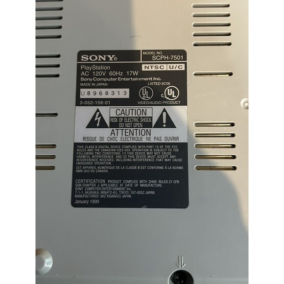 Sony PlayStation 1 SCPH-7501 Console & Power Cord Only Tested  NO Controller
